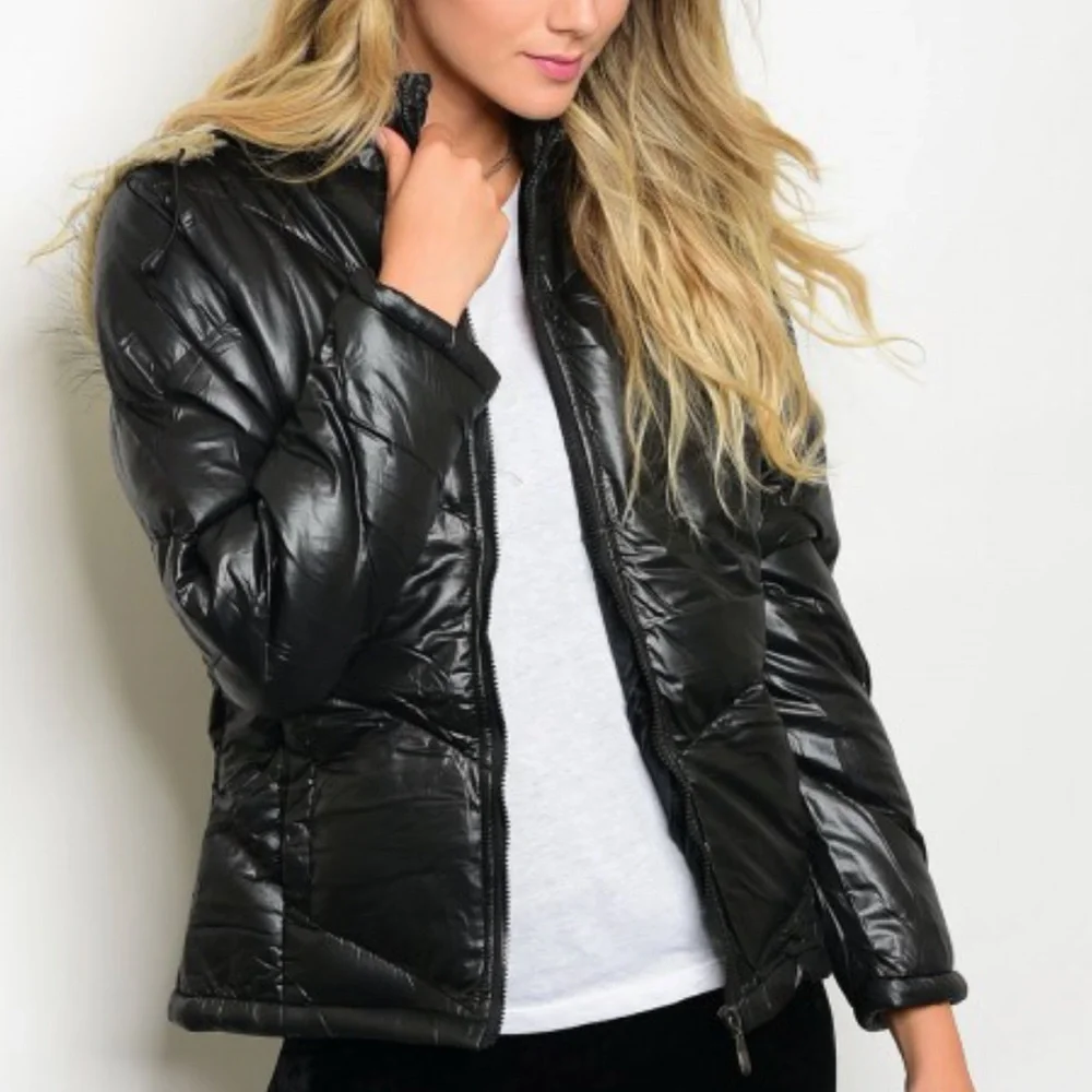 Black Hooded Puffer Jacket - Picture 8 of 9